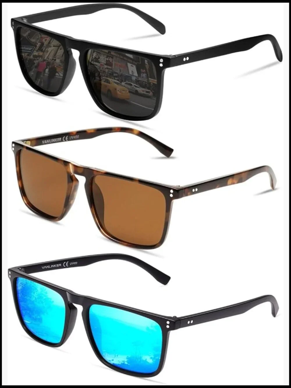 Polarized Square Sunglasses with UV Protection for Men Women